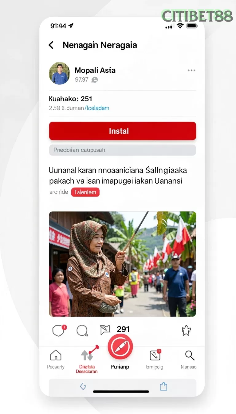 Cuplikan layar UANG77 — menu navigasi